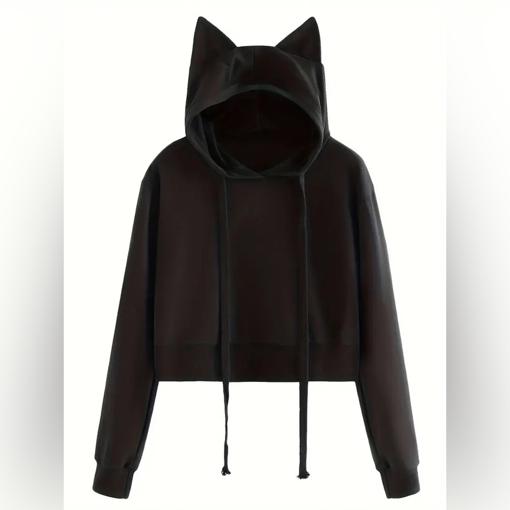 🐈‍⬛ black cat ear cropped hoodie 🐈‍⬛